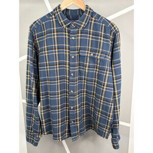 Patagonia Long Sleeve Lightweight Fjord Flannel Shirt Men’s M Blue Mustard Plaid